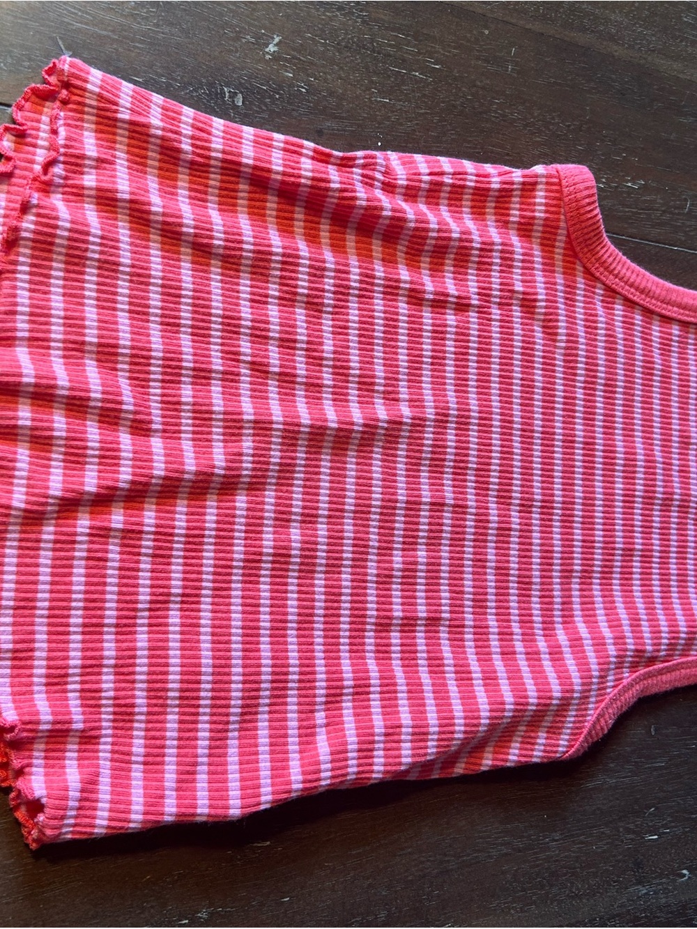 Crewcuts Pink & White Striped Ribbed Tank Top
